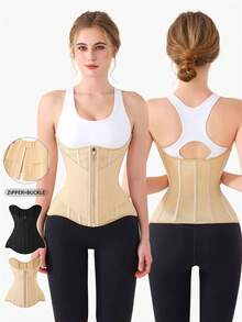 MISTHIN Steel Bone Supported Back Strengthening Women Waist Trainer Corset Tummy Control Shapewear Zipper Waist Cincher - Multicolor - View 7