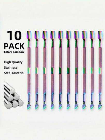 Rainbow Stainless Steel Double-Ended Nail File, Multi-Functional Durable Manicure Pedicure Tool, Portable Reusable Summer Travel Nail Care Accessory For Fingernails Toenails