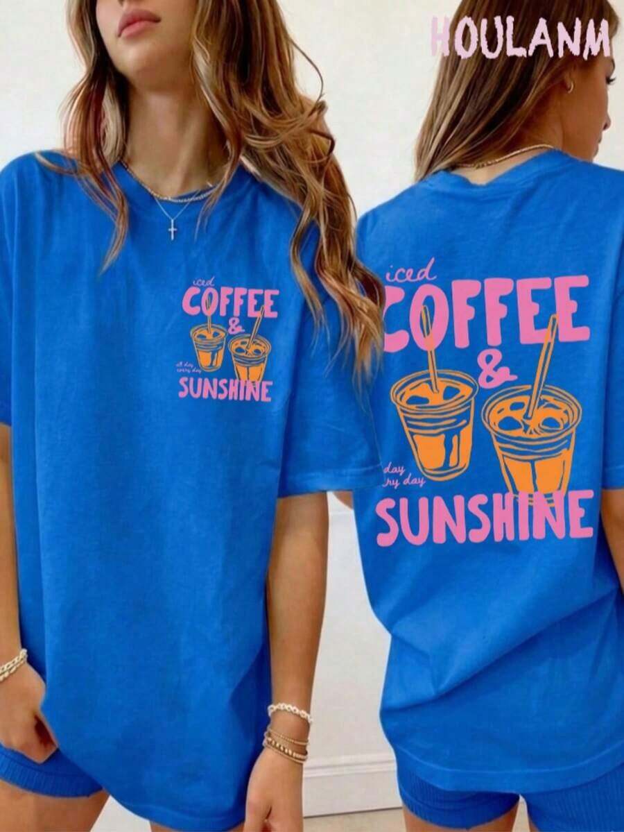 Tropicoqueta OutfitsFort Worth, Texas East. 1849 Cowboy Horse Desert Landscape Graphic T-Shirt - Casual Crew Neck Cotton Tees, Summer Breathable, Per - 藍色 - 查看 1