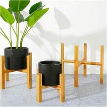 Cross Flower Indoor Outdoor Plant Stand, Creative Space-Saving Flower Pot Organizer, Retractable Stainless Steel & Non-Retractable Wooden Plant Shelf, Sturdy Stable Narrow Slim Plant Holder Rack, Home Gardening Decoration For Small Space, Apartment, Balcony, Living Room, Bedroom, Dorm Room, Renters, Tiny Home, Window Sill, Patio, Ideal For Succulents, Flowers, Greenery, Potted Plants Display & Storage - Wooden Flower Stand - View 8