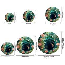 Round 3D Lotus Koi Fish Area Rug, Embossed Effect Water Lily Leaf Zen Garden Circular Floor Mat, Oriental Deep Pond Lucky Carp Non-Slip Soft Carpet, Washable Large Rug For Living Room Bedroom Home Feng Shui Aesthetic Decor - 彩色 - 查看 6