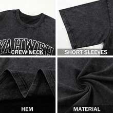 % Cotton Christian Yahweh Religious Shirts Jesus God Bible Verse Shirt Graphic Tees Wash Tshirt Cotton Tops- Unisex Women's & Men Campus Daily Wear Shirt Men,Summer Shirts, Graphic Shirt ,Fathers Day - 黑色 - 查看 3