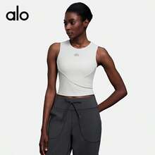 Alo Yoga Sleeveless Sports Vest, Short-Sleeved Top, Slim Fit, Suitable For Running, Fitness, And Yoga. - 白色 - 查看 4