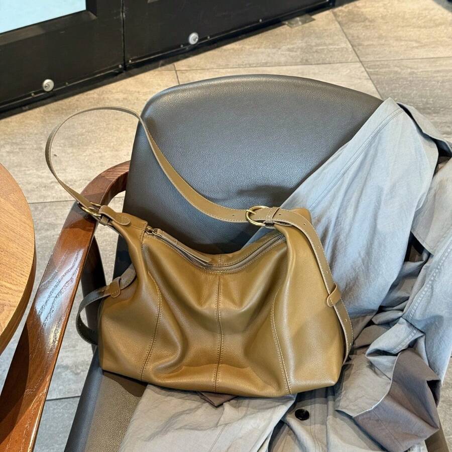 Grand sac fourre-tout pour femmes, sac à épaule à la mode, simple et polyvalent, élégant sac à main - Noir - Voir 1