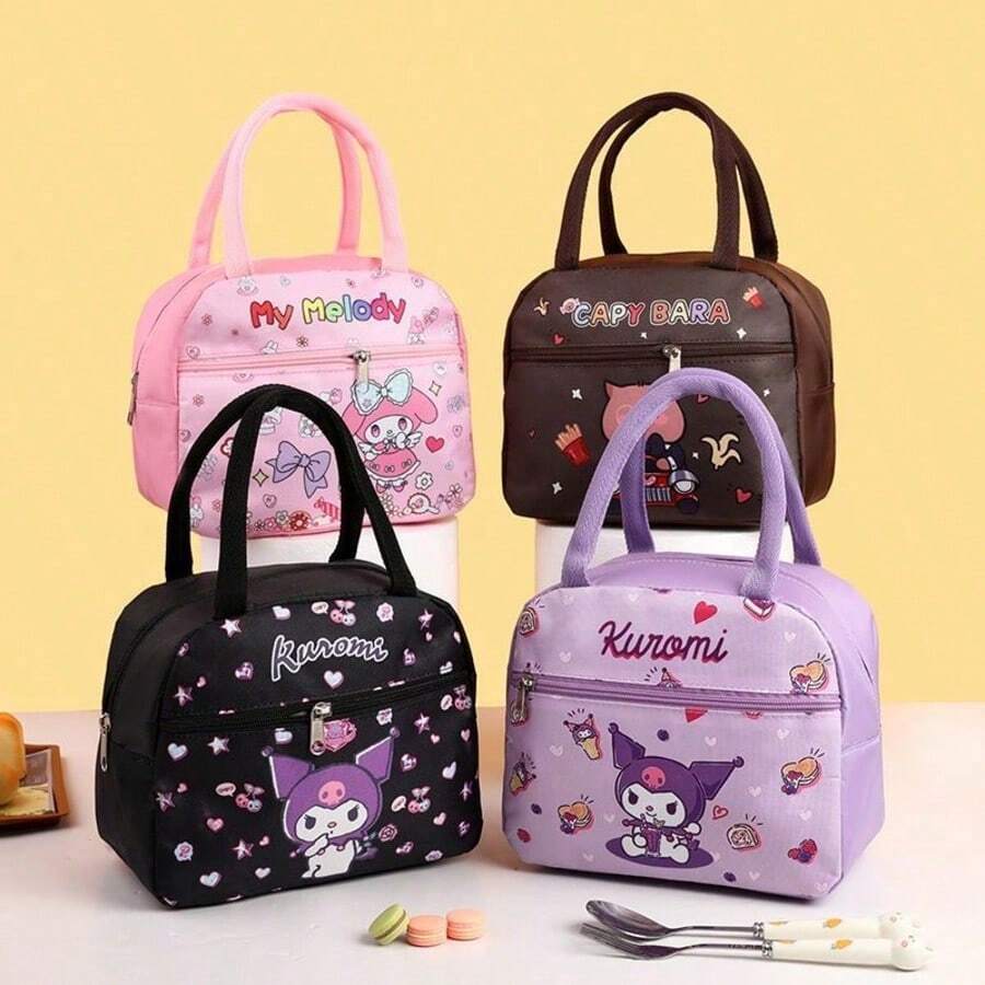 SANRIO Hello Kitty 保温午餐包,卡通保温便当盒,大容量保冷袋,拉链手提包,适合学校、办公室、旅行、食品储存 - 彩色 - 查看 1