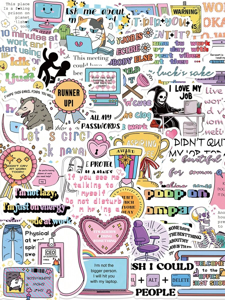 50 miếng dán meme hài hước, độc đáo, mang phong cách graffiti, thích hợp để tự làm sổ lưu niệm, sổ tay, máy tính bảng. Đồ dùng làm sổ lưu niệm. - 50 cái - Xem 1