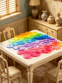 100pcs 19mm Colorful Transparent Bingo Game Markers, Bingo Chips, 8 Colors: Orange, Yellow, Blue, Green, Red, Purple, Pink, Rose (3/4" Diameter Each), PVC Material, Bulk, Raffle Tickets, Bingo Daubers, Lottery, Bingo Game Chips, Ping Pong Balls, Monopoly, Bingo And Friends, Ping Pong Balls, Game Chips, Monopoly - Multicolor - View 2