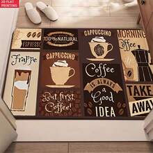 Coffee Print Pattern Mat Set, Polyester Non-Slip Rug, Suitable For Indoor/Outdoor Entrance, Kitchen, Laundry Room, Bathroom Floor Mat, Quick Dry - Multicolor - View 8