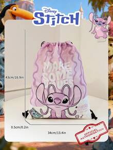 1 Ba lô dây rút in hình Stitch/Thiên thần của Disney, chất liệu nylon nhẹ, thích hợp cho thể thao, du lịch, tập thể dục, phụ kiện thời trang, dành cho bé gái/thiếu niên/trẻ em, đi học, chơi thể thao, du lịch và sử dụng hàng ngày. - Nhiều màu - Xem 4