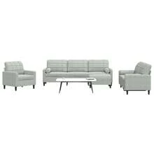 vidaXL Ensemble de canapés 4 pcs et coussins et traversins velours - Gris - Voir 1