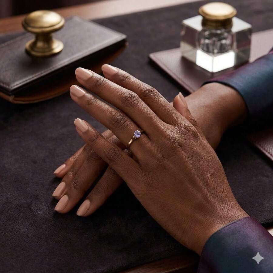 Stainless Steel Silver Solitaire/Stacking Ring With Colored Zirconia Stone, 4mm, For Graduation Or Debutante Parties. - Màu tím - Xem 1