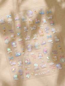 1 miếng dán móng tay hình cún con 5D Kawaii lấp lánh kiểu Nhật Bản với họa tiết mây, sao, nơ, phụ kiện trang trí móng tay, đồ dùng tự làm móng nghệ thuật cho nữ và bé gái. - Nhiều màu - Xem 6