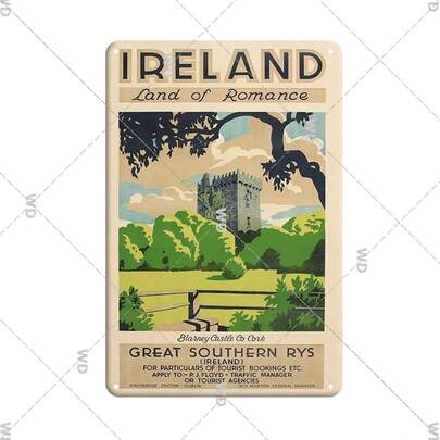 Biển hiệu kim loại hình phong cảnh thành phố Dublin, Ireland, kiểu cổ điển, thích hợp trang trí nhà cửa, câu lạc bộ hoặc làm quà tặng.