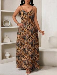 Lady Vestido de verano casual de tirantes finos con estampado de cuadros, vestido de playa, vestido de fiesta, vestido de invitada de boda para mujer, vestido de festival de verano - Amarillo - Ver 12