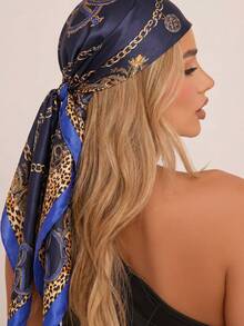 1 chiếc khăn vuông lụa satin kiểu Bohemian 90 độ dành cho nữ, khăn trùm đầu thời trang mùa xuân mới, phù hợp cho nữ, khăn vuông đa năng có thể dùng để gói quà, đội đầu, choàng vai, quấn eo, quấn ngực, làm phụ kiện cần thiết khi đi nghỉ mát hoặc du lịch. - Xanh đậm - Xem 5
