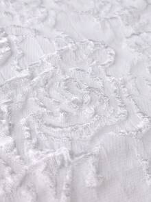 Elegant Women's White Jacquard Mid-Length Ruffle Hem Sleeveless Cocktail Dress, Suitable For Wedding Guest, Banquet And Party - White - View 5