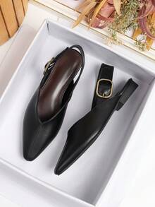 Sepatu Loafer Datar Ujung Persegi Baru Musim Semi/Panas 2026, Sepatu Slip-On Kasual Gaya Inggris dengan Sol Lembut untuk Wanita, Ukuran Besar 41-43 - Hitam - View 5