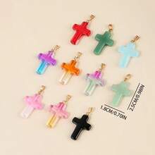 10 chiếc mặt dây chuyền hình thánh giá bằng thủy tinh pha lê óng ánh 25*18mm để tự làm vòng cổ và bông tai. - mặt dây chuyền chéo - Xem 3