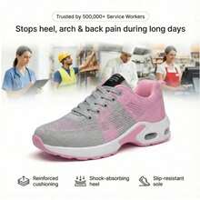 Women's Slip-Resistant Orthopedic Work Sneakers | Arch Support, Wide Toe Box For Nurses, Teachers, Chefs & All-Day Standing Professionals - Hồng - Xem 2