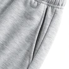 Men's Letter Print Wide Leg Sweatpants, Black Loose Casual Pants, Draping Sporty Trousers, Retro American Letter Sweatpants, Loose Wide Leg Pants, Street Style Casual Long Pants - Light Grey - View 7
