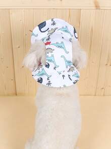 1 pieza Sombrero de sol resistente al viento de poliéster lindo, diseño que expone las orejas, anti-desprendimiento, protección solar ajustable, adecuado para que los perros pequeños lo usen al aire libre durante todo el año - Blanco - Ver 5