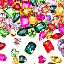30pcs Gold Rhinestones, Choupee Sew-On Diamonds, Crystal Gems Suitable For Clothing, Accessories, Handicrafts, Jewelry Making, Costumes, Makeup, Stage Wear, Shoes, Garment Decoration, Mixed Pack - A - View 1