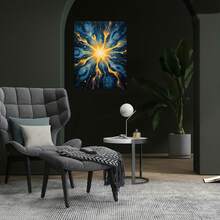 Un Kit de Pintar por Números, Ideal para Principiantes y Adultos, con una Explosión de Cosmo de Naranja para Fans del Arte Abstracto y la Decoración Cósmica. Este Set de Coloreado Familiar Incluye Pintura Acrílica, Lienzo y Pinceles - Enmarcado - Ver 2