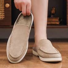 Zapatos casuales de verano para hombres, tipo slip-on, simples y cómodos para usar tanto en interiores como en exteriores - Caqui - Ver 4