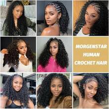 Uveous 60g / Bundle Burmese Curly Crochet Human Hair Knotless Pre-Separated Natural Black Kinky Curly Feather Crochet Hair Extensions For Braiding 18-26 Inch Extensions 60g Reusable Invisible Pre-Separated Knotless - Natural Black - Xem 6