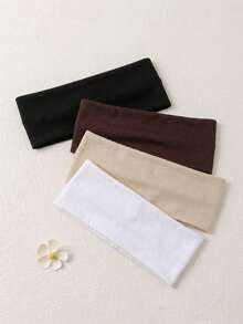 1/4pcs Set Simple Solid Color Sports Headband, Casual Versatile Hair Accessories For Women In Autumn/Winter, Elegant Scarf Headwrap Soft Headband Summer Outfits,Festival,Party - Multicolor - View 3