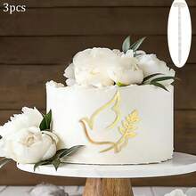 3pcs/6pcs Gold Acrylic IHS Cake Toppers, Holy Communion Cake Decorations, Baptism Confirmation First Communion Party Supplies - Multicolor - View 13
