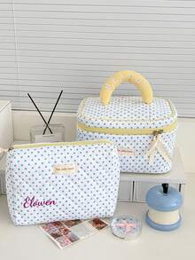 Personalized Custom 2026 New Lemon Polka Dot Makeup Bag Summer Fresh Stylish Versatile Large Capacity Handheld Travel Kit Niche Design Gift - Multicolor - View 4