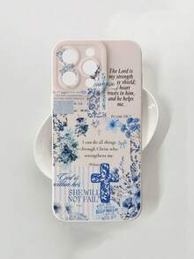 Ốp lưng điện thoại màu xanh cổ điển in hình hoa và câu Kinh Thánh, tương thích với iPhone 13/15/16/17pro/17/14/17/15pro/15 Plus/15 Promax/7plus/8plus/X/Xs Max/Xr/11pro/12pro/13pro/14pro/12mini/13mini/11promax/12promax/13promax/14promax/14plus/17pro Max/17Air/6/6s Plus/7/8/16Pro/16plus/16promax/Se2/17promax và tương thích với Samsung. Ốp bảo vệ chống rơi Cross Floral cho Galaxy/A54/A14/A12/A13/A15/A32/A33/A24/A52S/S20/S21/S22/S23/S24/S23Plus/S24ultra/S25/A15/A33/A23/A07/A17/S26/A56/A57 - Nhiều màu - Xem 6