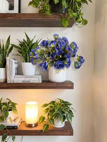 4pcs Lemon Branches, Suitable For Spring Decor, Window Display, Living Room, Bedroom, Bathroom, Kitchen, Wedding, Holiday, Indoor Tabletop Decoration - Chinese Style Peony Bundle In Blue - 4pcs - View 3