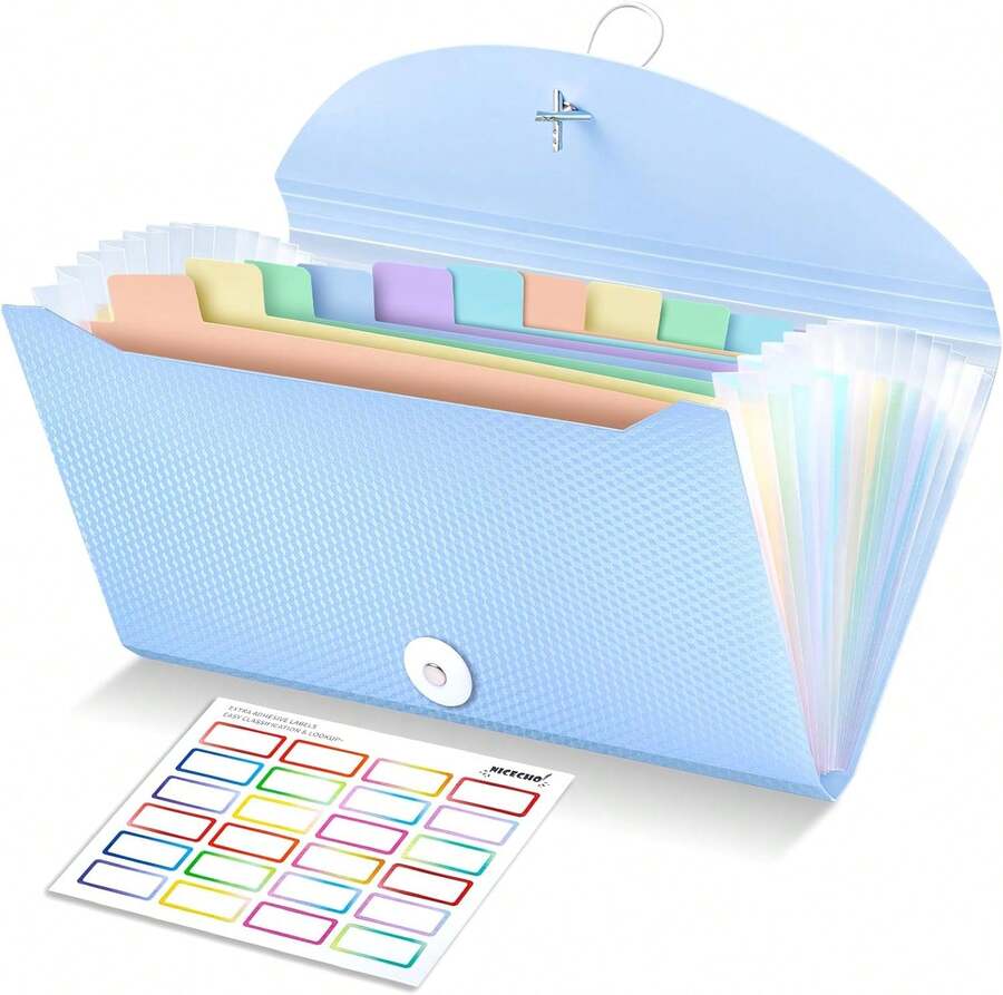 Nicecho Receipt Coupon Organizer, 13 Pockets Small Accordion File Organizer With Labels For Receipt Cards, Bill Business, Coupons Storage, 10.2X 5.1 Inches - ColorA - View 1