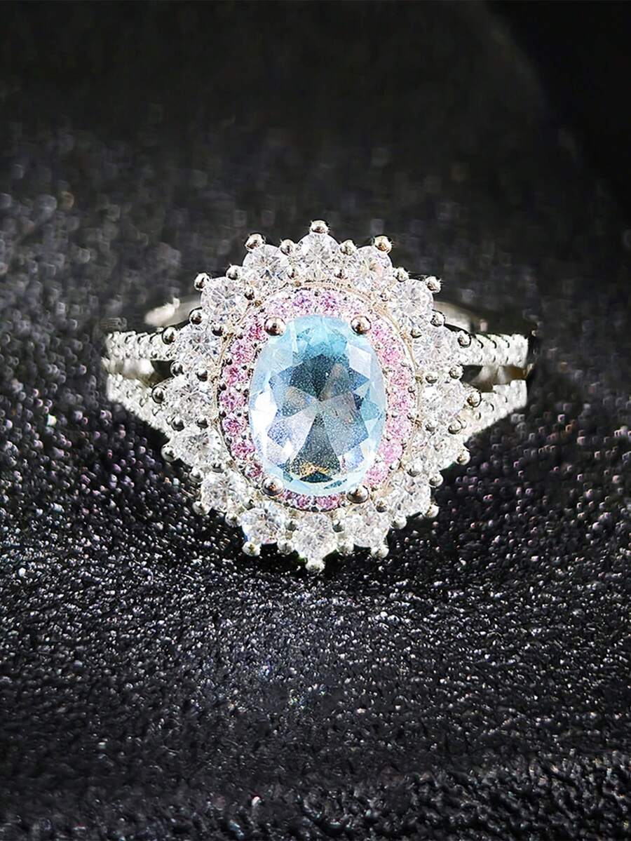 MOONSO 1pc New Fashionable Elegant Cubic Zirconia Inlaid Women's Wedding/Party Ring R5012
