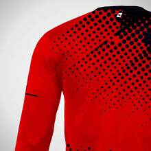 Men's Long-Sleeved Polyester T-Shirt With Red And Black Polka Dot Print, Boat Neck, Regular Length, And Non-Stretch Fabric For Casual Wear. - 棒球 - 查看 2