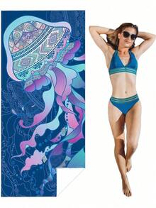 Microfiber Beach Towels Oversized, 71"X31" Quick Dry Sand Free Towels For Travel Swimming Pool Camping Sports For Adults Vacation Essentials - 藍色條紋 - 查看 6