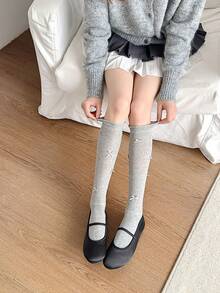1/4 par de calcetines de pantorrilla de encaje fino de primavera/verano, calcetines de niña de unicolor estilo coreano lindo, calcetines de lazo de ballet estilo lolita, calcetines de pantorrilla blancos, calcetines de rodilla estilo lolita con lazo minimalista, calcetines con volantes estilo coreano dulce, calcetines de pantorrilla estilo ballet - Multicolor - Ver 7