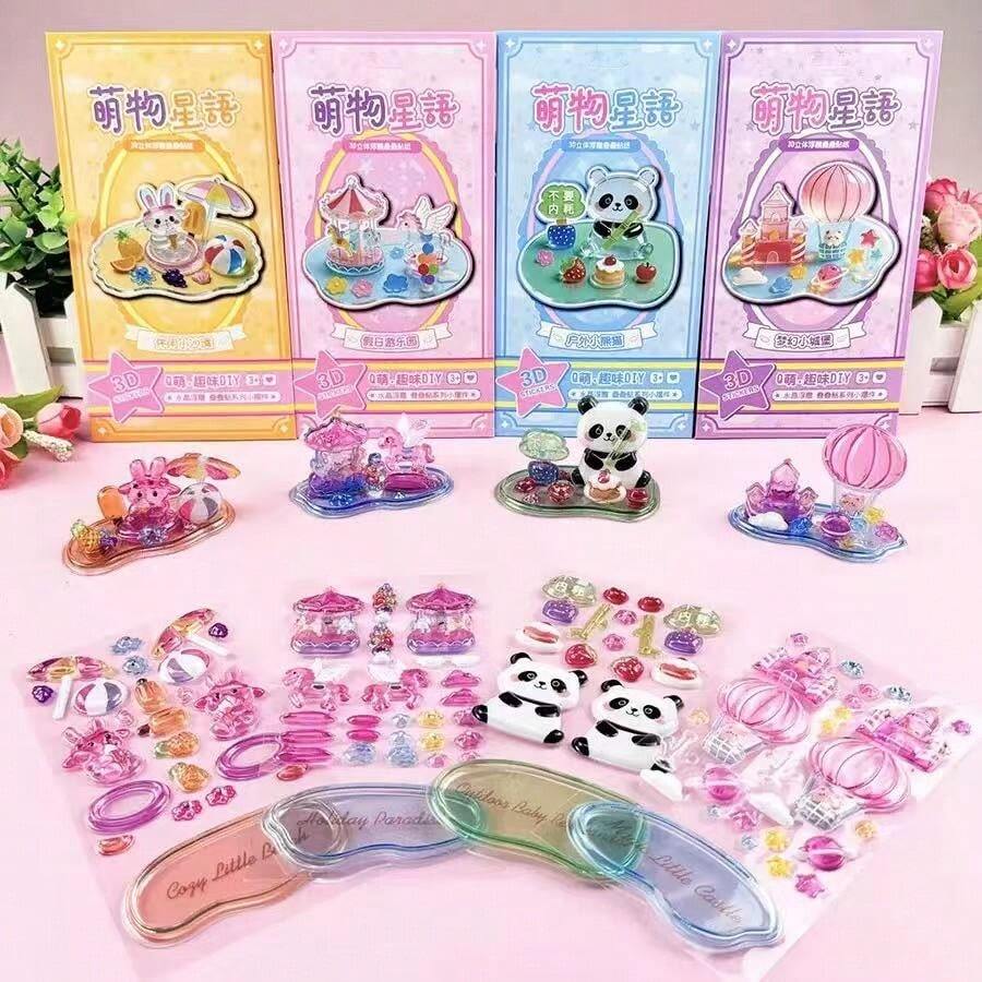 Set de 4 pegatinas 3D en relieve - Ideal para scrapbooking, decoraciones DIY y pequeños regalos - Multicolor - Ver 1