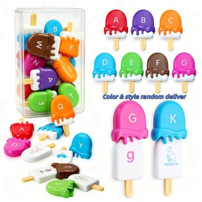 52pcs ABC Letter Learning Toys, Uppercase & Lowercase Letter Ice Cream Matching Toys, Montessori Preschool Learning Activities 48pcs Number Learning Toys, Number Ice Cream Matching Toys, Learning Numbers & Patterns, Montessori Preschool Educational Toys For Children