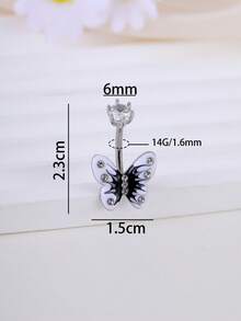 1 pieza Anillo de ombligo de acero inoxidable 316L ligero con diseño de mariposa, adecuado para regalos y uso diario - Mariposa - Ver 8