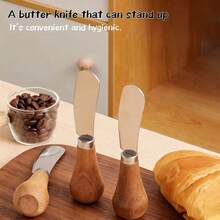 Upright Butter Knife With Wooden Handle, Mini Bread/Jam/Peanut Butter/Cheese Spreader Knife - View 6