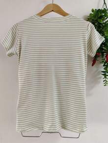 Women's Lace Knit Blouse - 條紋綠 - 查看 2