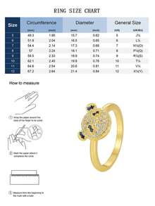 Charm-In Nhẫn hình gấu trúc mạ vàng 18K, đính đá Cubic Zirconia lấp lánh, nhẫn hình động vật dễ thương, món quà trang sức thời trang dành cho phụ nữ. - Vàng - Xem 4