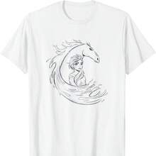 Frozen 2 Nokk Brave Looking Water Shape Line Art T-Shirt, 220g, 100% Cotton - M-In - Ideal For Wearing With Jeans Or Shorts. Suitable For Everyone, Women Or Men. Durable, High-Quality Fabric Suitable For All Seasons, Soft To The Touch Yet Made To Last. Breathable Tops For Women. Autumn Outfits For Women. Holiday Outfits For Women. Easter Costume For Women, St. Patrick's Day. - 白色 - 查看 1