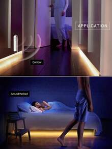 3.28ft - 32.8ft Adjustable LED Motion Sensor Light Strip, Warm White, Suitable For Bed, Stairs, Hallway, Cabinet, Bedroom And More - White - View 4