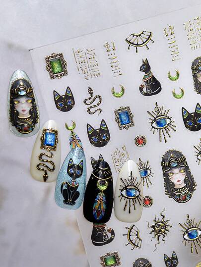 Niche Nail Sticker Collection, Featuring Wild Snake Skin, Lazy Cats, And Retro Portrait Elements. Elevated Artistic Vibe, Breaking Monotony. Lightweight, Breathable Material With Strong Extensibility. Natural, Easy Application. Long-Lasting, Scratch-Resistant, Water-Resistant. Unique Designs, Effortlessly Create Chic, Artistic Nails.