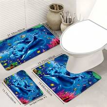 Alfombra de baño con diseño de delfín azul soñador, antideslizante, alfombra de piso para inodoro, alfombra antifatiga con forma de U, cómoda alfombra para estar de pie, decoración del hogar - Multicolor - Ver 15