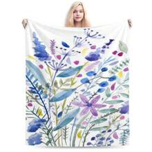 Flowers In Blue And Purple An Ultra-Soft Micro Fleece Blanket - 1 - Ver 1